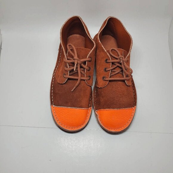 Brother Vellies Women's Leather Chukka Ankle Orange Cap Toe Lace Up Boots W7 M5 - Picture 3 of 8